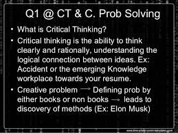 Skill      Critical Thinking and Problem Solving