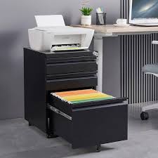 black 3 drawer mobile file cabinet under desk metal rolling filing cabinet with lock for legal letter a4 file