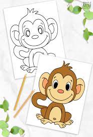 Make your child's finished monkey a forever memory by laminating it! Cute Baby Monkey Coloring Page For Kids Simple Mom Project