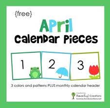 April Pocket Chart Calendar Cards Free Printable