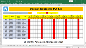 monthly attendance sheet in excel