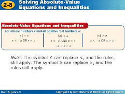 Solving Absolutevalue 2 8 Equations And