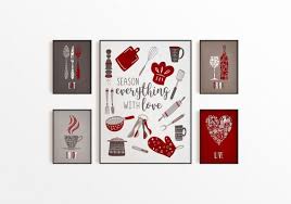 red and brown kitchen wall decor