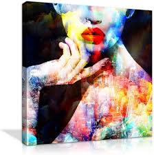It usually takes 2 coats but it will cover the original art well. Amazon Com Sexy Art Woman Nude Bedroom Decoration Wall Art Canvas Painting Abstract Colorful Fashion Posters And Prints Painting Decor Living Room Background Painting Framed Ready To Hang Posters Prints
