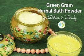 Gram flour for baby bath : Green Gram Herbal Bath Powder For Babies And Adults Tots And Moms