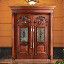 villa entrance door engrave teak wood