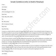 condolence letter on of employee
