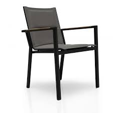 Outdoor Aluminum Sling Arm Black Chair