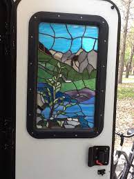 camper door stained glass window