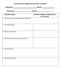 Common Core Lesson Plan Template 7 Download Documents In Pdf Word