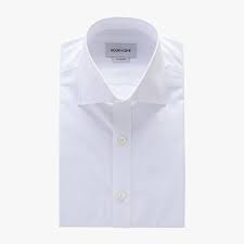 Mens Fitted White Tall Spread Collar Shirt Kent