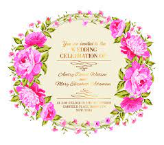 pink flower frame wedding invitation