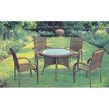 4 Rattan Chair And 1 Round Table Set