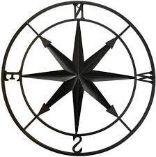 Round Metal Nautical Compass Wall Art