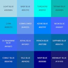 99 Shades Of Blue Color With Names Hex