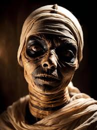closeup portrait of a scary mummy