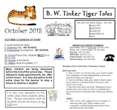October Newsletter B W Tinker Elementary School