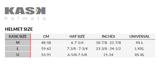 Kask Rex Helmet Size Chart