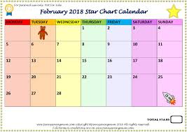 2018 Star Chart Calendar Page 2 Of 12 February Penny