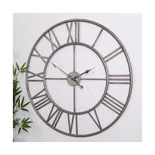 silver skeleton round wall clock