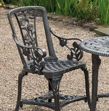 Rose Arm Chair Patio Bistro Set Grey
