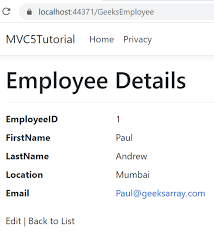 Even if i enter the same format also means then it showing wrong email format evenif i enter the correct format. Getting Started With Asp Net Mvc Core And Net 5 Geeksarray Com