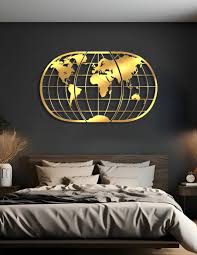 Vinoxo Metal World Map Wall Art