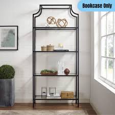 4 Tier Glass Shelf Etagere Bookcase