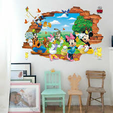 3d broken wall mickey minnie mouse