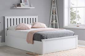 phoenix white wooden ottoman storage bed