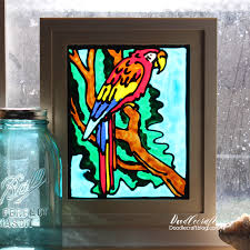 Faux Stained Glass Window Parrot Art