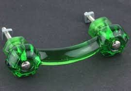 cabinet pulls 2 emerald green glass