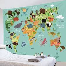 Lb World Map Tapestry Wall Hanging