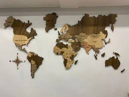New Wooden World Map Wall Decor