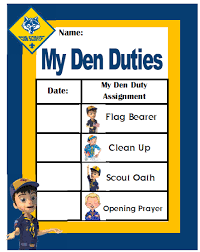 Den Duty Chart I Love Cub Scouts