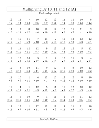 Free 4th mental multiplication worksheets, including multiplication tables and multiplication facts practice, multiplying single digit numbers by whole tens or whole hundreds, missing factor questions and multiplying in parts. The Multiplying 1 To 12 By 10 11 And 12 A Math Worksheet From The Multiplicati Math Fact Worksheets Printable Multiplication Worksheets Free Math Worksheets