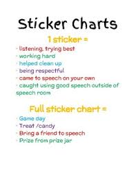 Speech Language Therapy Sticker Chart