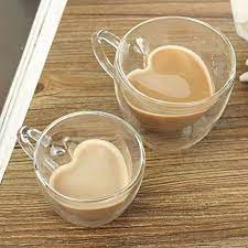 Glass Tea Cup With Handle Heart Shaped