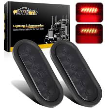 2 6 Inch Oval 6 Red Led Stop Turn Tail Light Smoke Lens Rubber Grommets Plugs Ebay