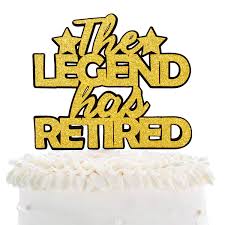 A retirement cake designed to match the custom made invitations. The Legend Has Retired Happy Retirement Cake Topper Hello Pension Congrats Retired Gold Glitter Star Cake Decor Corporation Farewell Party Decoration Amazon Com Grocery Gourmet Food