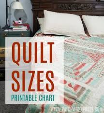 Quilt Sizes Printable Chart Quilters