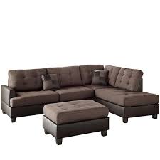 Linen And Faux Leather Sectional