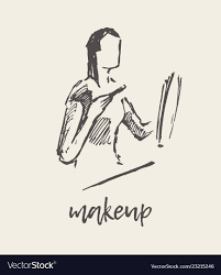woman applying makeup hand drawn sketch