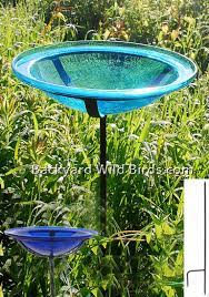 Achla Designs Le Glass Birdbath Bowl With Stake 12 In Teal