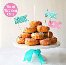 Stacked Donut Birthday Cake gambar png