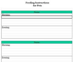 Printable Chart Pet Feeding Instructions Archives Running