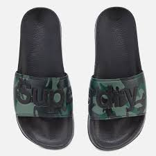 Superdry Mens Pool Slide Sandals Black Camo