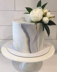 Marble Fondant Cake With Gold gambar png