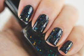 black nail polish with iridescent