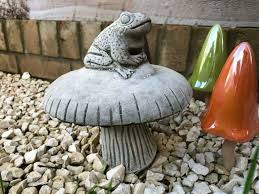 Frog On Mushroom Statue Reconstituted